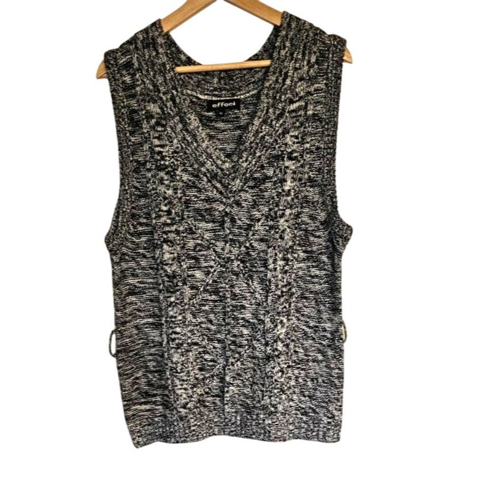 Effeci fisherman Knit Vest Womans‎ XL Black White